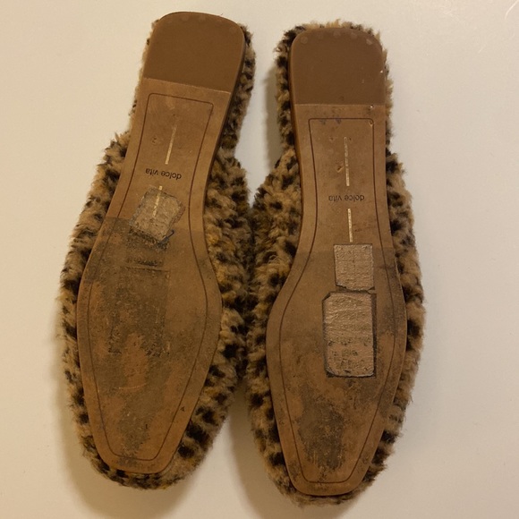 Dolce Vita Womens Scuff Slip On Slipper Multicolor Leopard Print Faux Fur Flat - Picture 6 of 6